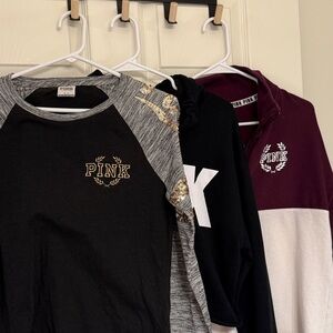 3 piece PINK Victoria's Secret Sweatshirt & shirt bundle